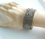 Vintage Fine Silver Filigree Hinged Bracelet - Vintage Lane Jewelry