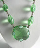 Beautiful Czech Art Deco Green Glass Necklace - Vintage Lane Jewelry