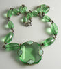 Beautiful Czech Art Deco Green Glass Necklace - Vintage Lane Jewelry