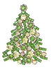 Czech Glass Christmas Tree Brooch Green with White Bulbs - Vintage Lane Jewelry