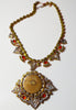 Husar D Czech Glass Red and Clear Rhinestone Pendant Necklace - Vintage Lane Jewelry