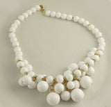 Trifari Beaded White Chunky Necklace - Vintage Lane Jewelry