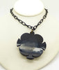 Vintage Art Deco Black Celluloid Cameo Pendant Necklace - Vintage Lane Jewelry