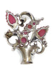 MAZER Carved Molded Pink Glass Rhinestones Enamel Basket Brooch Pin - Vintage Lane Jewelry