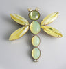 Czech Vaseline Uranium Glass Dragonfly Brooch - Vintage Lane Jewelry