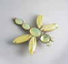 Czech Vaseline Uranium Glass Dragonfly Brooch - Vintage Lane Jewelry