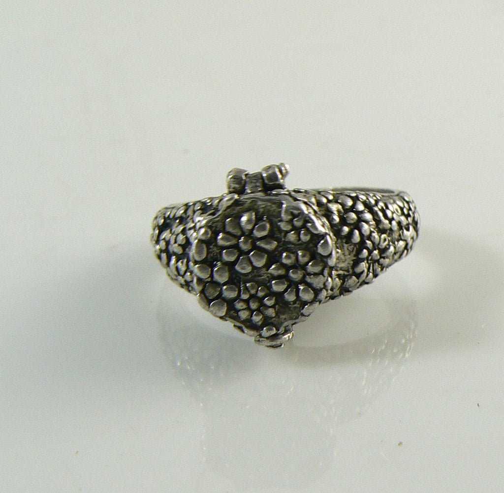 Vintage Art Deco Sterling Silver Poison Ring, Forget me Not - Vintage Lane Jewelry