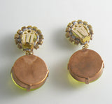 Large Vaseline Uranium Czech Glass Earrings - Vintage Lane Jewelry
