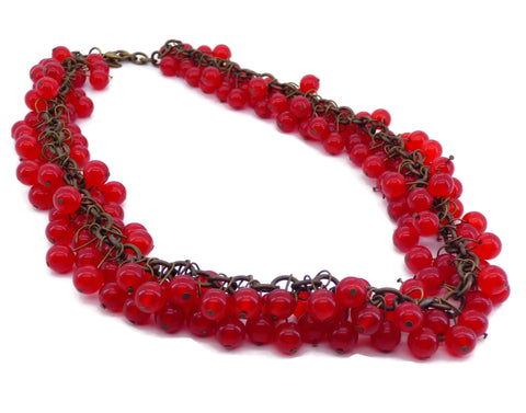 Czech Glass Red Statement Necklace and matching earrings
