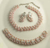 Vintage Lisner Thermoset Pink Rhodium Rhinestone Necklace Bracelet Parure - Vintage Lane Jewelry