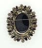 Vintage D&E Juliana Hematite Rose Cameo Rhinestone Brooch/Pendant - Vintage Lane Jewelry