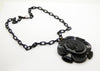 Vintage Art Deco Black Celluloid Cameo Pendant Necklace - Vintage Lane Jewelry