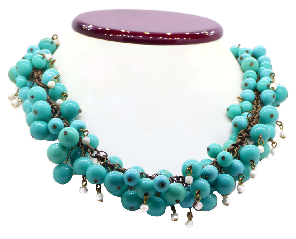 Miriam Haskell Turquoise Beaded Necklace - Vintage Lane Jewelry