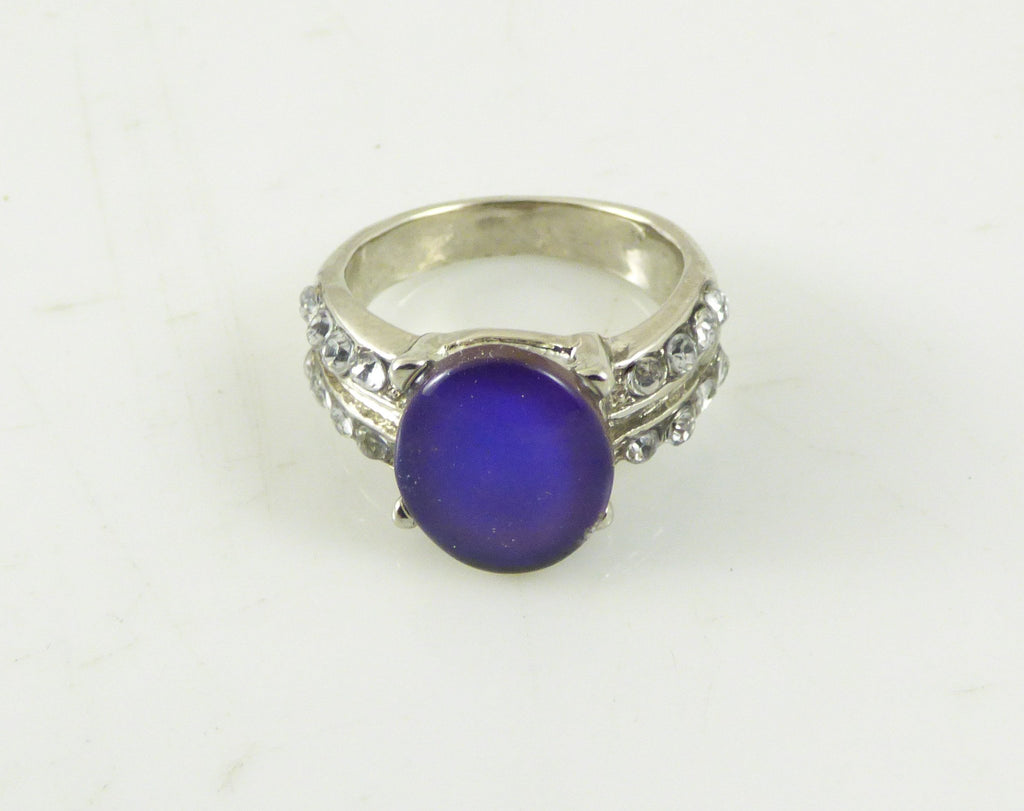 Retro Mood Ring with Rhinestones - Vintage Lane Jewelry