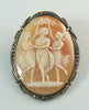 Vintage 3 Graces Shell Cameo Brooch Pendant, Fine Silver, Marcasite - Vintage Lane Jewelry