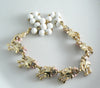 Vintage Pink And White Enamel Rhinestone Glass Bead Necklace - Vintage Lane Jewelry