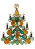 Czech Glass Green and Topaz Rhinestone Christmas Tree Brooch - Vintage Lane Jewelry