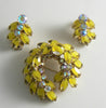 Continental Yellow Givre Rhinestone Demi Parure - Vintage Lane Jewelry