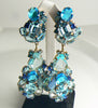 Czech Glass Dangling Clip Earrings Shades of Light Blue - Vintage Lane Jewelry
