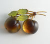 Vintage Austria Double Frosted Glass Fruit Peach Brooch - Vintage Lane Jewelry