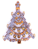 Bijoux MG Gold Christmas Tree Pin, Rhinestone Brooch, - Vintage Lane Jewelry