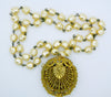 Early Miriam Haskell Baroque Glass Pearl Filigree Pendant Necklace - Vintage Lane Jewelry