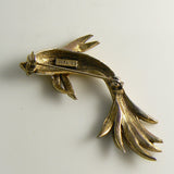 Vintage Schrager Cream Enamel & Rhinestone Fish Pin Brooch - Vintage Lane Jewelry