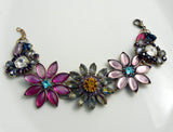 Czech Glass Purple Flower Power Bracelet - Vintage Lane Jewelry
