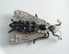 Large Black And Clear Czech Rhinestone Fly Brooch - Vintage Lane Jewelry