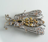 Large Black And Clear Czech Rhinestone Fly Brooch - Vintage Lane Jewelry