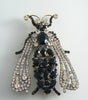 Large Black And Clear Czech Rhinestone Fly Brooch - Vintage Lane Jewelry