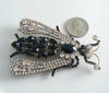 Large Black And Clear Czech Rhinestone Fly Brooch - Vintage Lane Jewelry