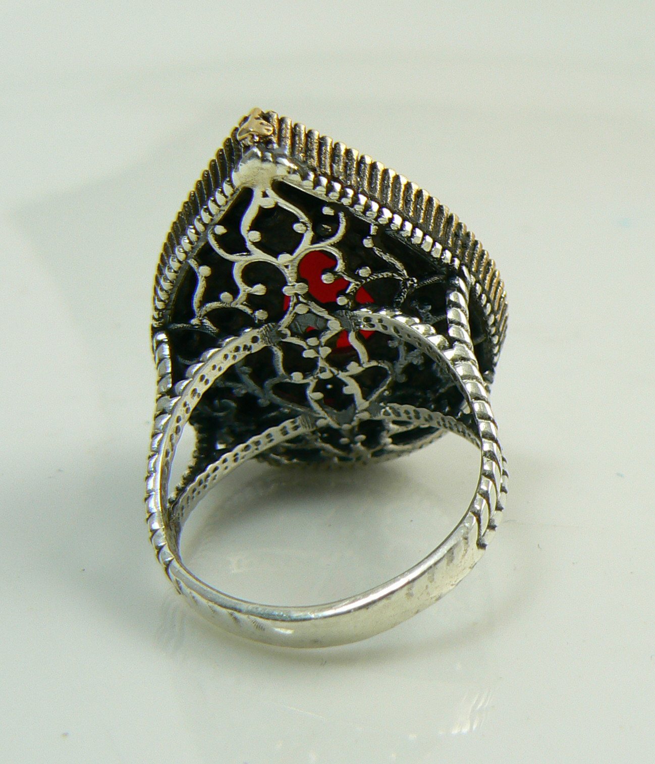 Ruby and White Topaz Turkish Sterling Silver Ring - Vintage Lane Jewelry