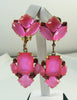 Czech Neon Pink Clip Earrings - Vintage Lane Jewelry