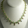 Stunning Art Deco Open Back Green Citrine Glass & AB Rhinestone Necklace - Vintage Lane Jewelry