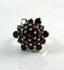 Vintage Sterling Silver Large Garnet Cluster Ring - Vintage Lane Jewelry