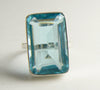 Huge Swiss Blue Topaz 18ct Sterling Silver Ring - Vintage Lane Jewelry