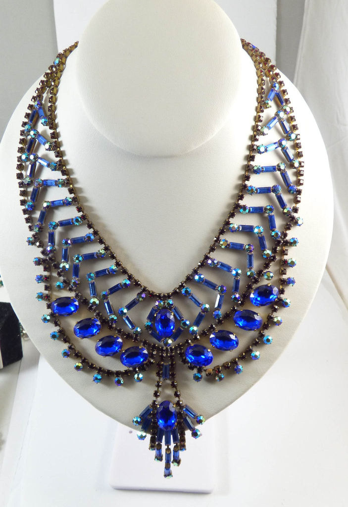 Husar D. Czech Glass Baguette and Blue Stone Rhinestone Necklace ...