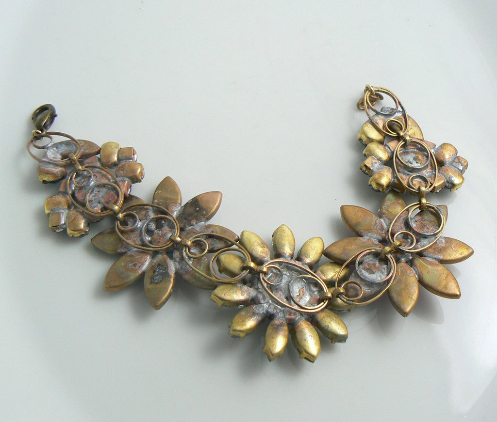 Czech Glass Purple Flower Power Bracelet - Vintage Lane Jewelry