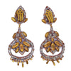Black and White Czech Glass Rhinestone Clip Dangling Earrings - Vintage Lane Jewelry