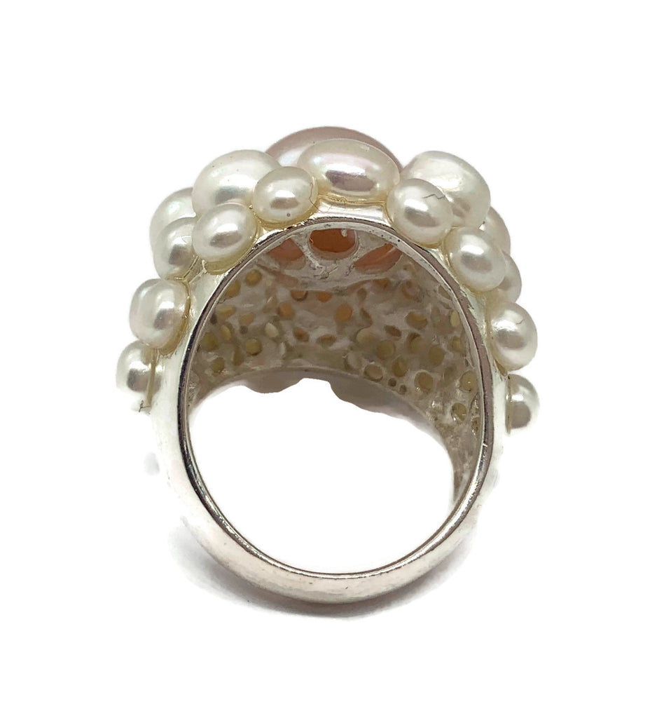 Peach Freshwater Pearl Cocktail Ring - Vintage Lane Jewelry
