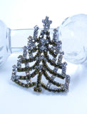 Czech Glass Green and Clear Rhinestone Christmas Tree Brooch, Xmas Pin, Holiday Brooch - Vintage Lane Jewelry