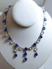 Art Deco Sapphire Blue and Clear Drippy Crystal Necklace - Vintage Lane Jewelry