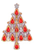 Red and Clear Czech Glass Rhinestone Christmas Tree Brooch - Vintage Lane Jewelry