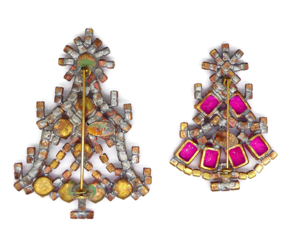 Czech Glass Navette Christmas Tree Pins Husar D - Vintage Lane Jewelry
