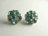 Vintage round blue rhinestone and silver Coro earrings - Vintage Lane Jewelry
