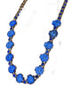 Blue Poured Glass Rhinestone Flower Necklace - Vintage Lane Jewelry