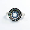 Natural Aquamarine and Opal Sterling Silver Poison Pill Box Ring - Vintage Lane Jewelry