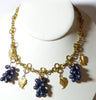 Vintage Purple Grape Cluster Gold Tone Fancy Chain Necklace - Vintage Lane Jewelry