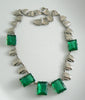 Art Deco Step Glass Bold Emerald Glass Necklace - Vintage Lane Jewelry